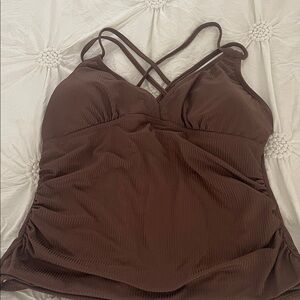Brown Strappy Tankini Swimsuit Top